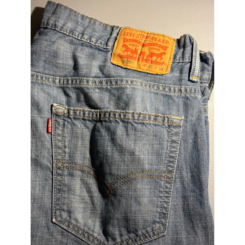 Levis 569 Loose Straight Leg Jeans Mens 34x34 (36x33) Medium Wash Blue Denim